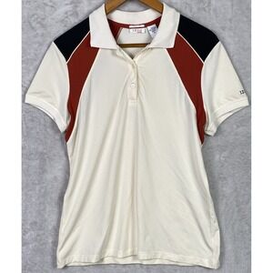 Vintage Women's Polo Izod XFG Golf Top Cool FX Performance White Retro Y2K Block